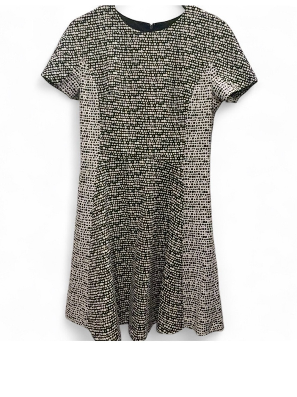 Banana Republic Black and Cream Dot Fit-and-Flare Mini Dress